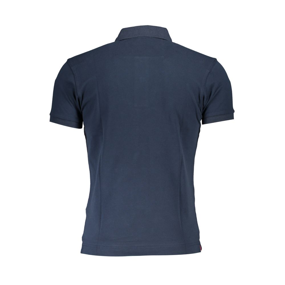 La Martina Blue Sleek Slim Fit Polo with Contrast Details