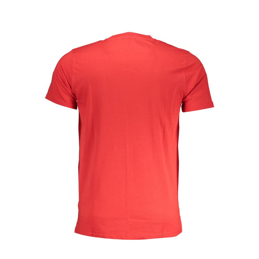 T-Shirt by Cavalli Class for men in cotton red & print showcases a dramatic silhouette, elegantly detailed with a dramatic crew neckline and for a truly dramatic finish.