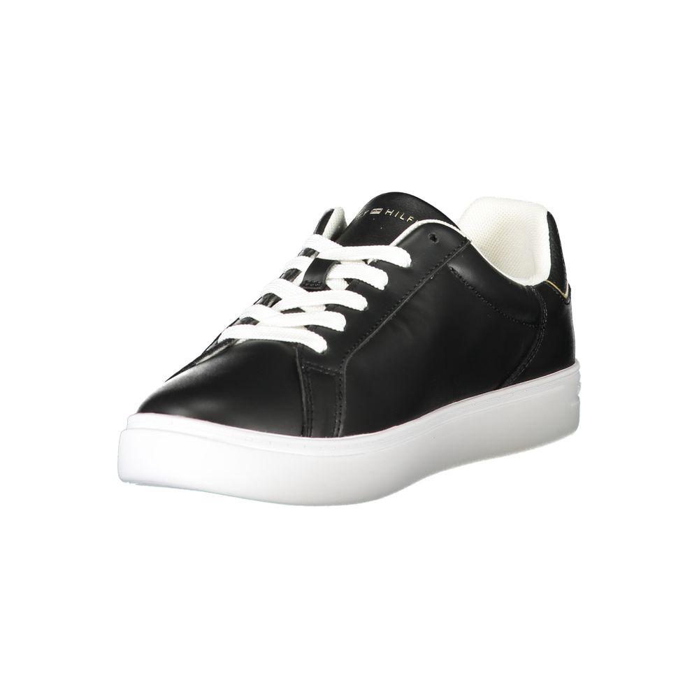 Sneakers by Tommy Hilfiger for women in polyester polyethylene leather black features a sumptuous design, perfectly showcasing the sumptuous casual style of this Women's Casual Polyester Polyethylene Leather Sneakers.