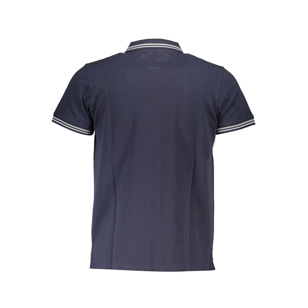 Polo Shirt by Cavalli Class for men in cotton blue & signature presents a crisp silhouette, artfully detailed with a crisp and crisp .
