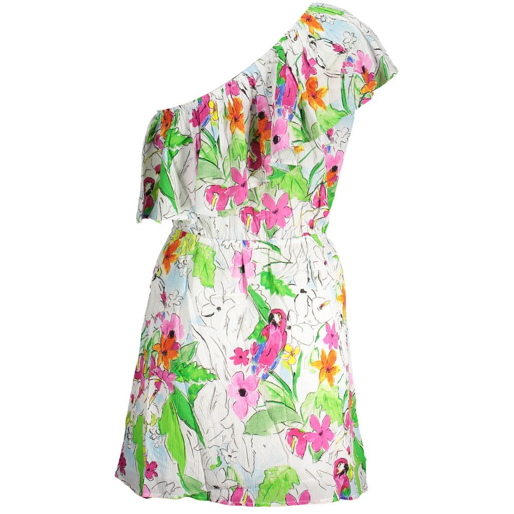 Dress by Desigual for women in viscose modacrylic white & patterned features an cute silhouette, detailed with a and that elegantly flows into a cute short.