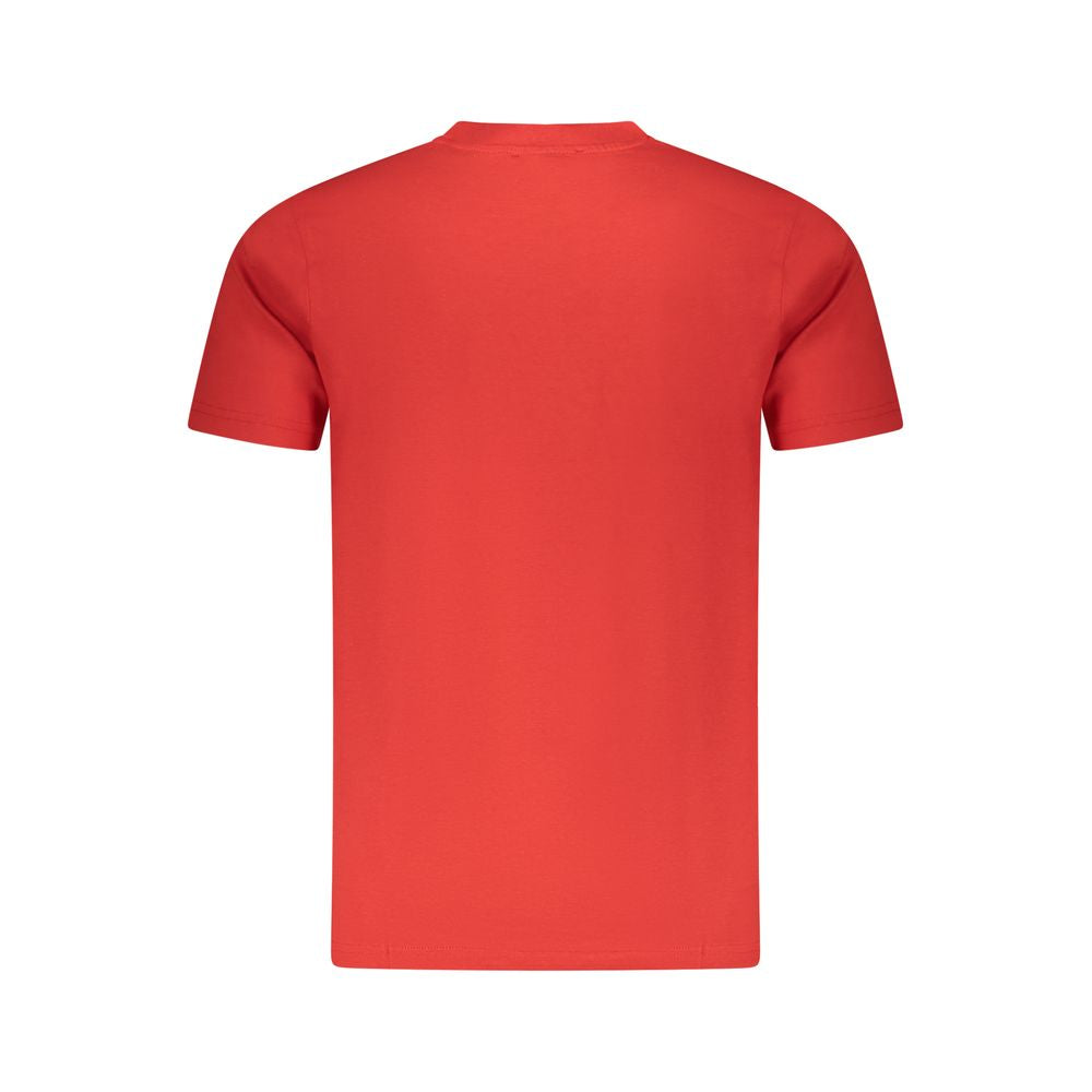 T-Shirt by Cavalli Class for men in cotton red showcases a dramatic silhouette, elegantly detailed with a dramatic crew neckline and for a truly dramatic finish.