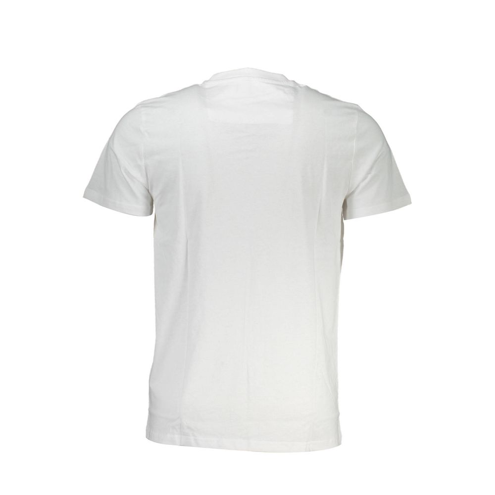 T-Shirt by Cavalli Class for men in cotton white & print features an edgy silhouette, meticulously detailed with a sophisticated and for a truly edgy finish.