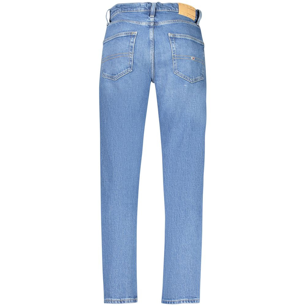 Jeans by Tommy Hilfiger for men in stretch denim cotton blue features a polished silhouette with a polished tapered-leg & regular-fit, reaching a polished long and finished with a polished .