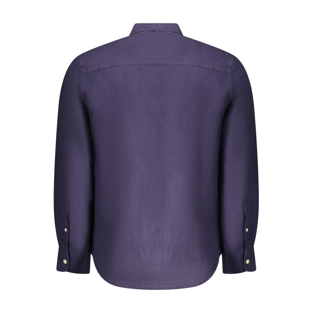 Shirt by North Sails for men in linen blue presents a discerning silhouette, showcasing a sophisticated and for a truly discerning finish.