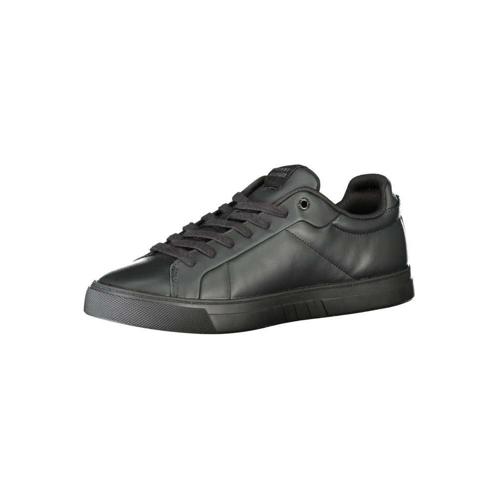 Sneakers by Tommy Hilfiger for men in polyethylene polyester leather black features an sumptuous design from the Men's Fashion Polyethylene Polyester Leather Sneakers collection, highlighting a sumptuous fashion style for a premium, high-fashion look.