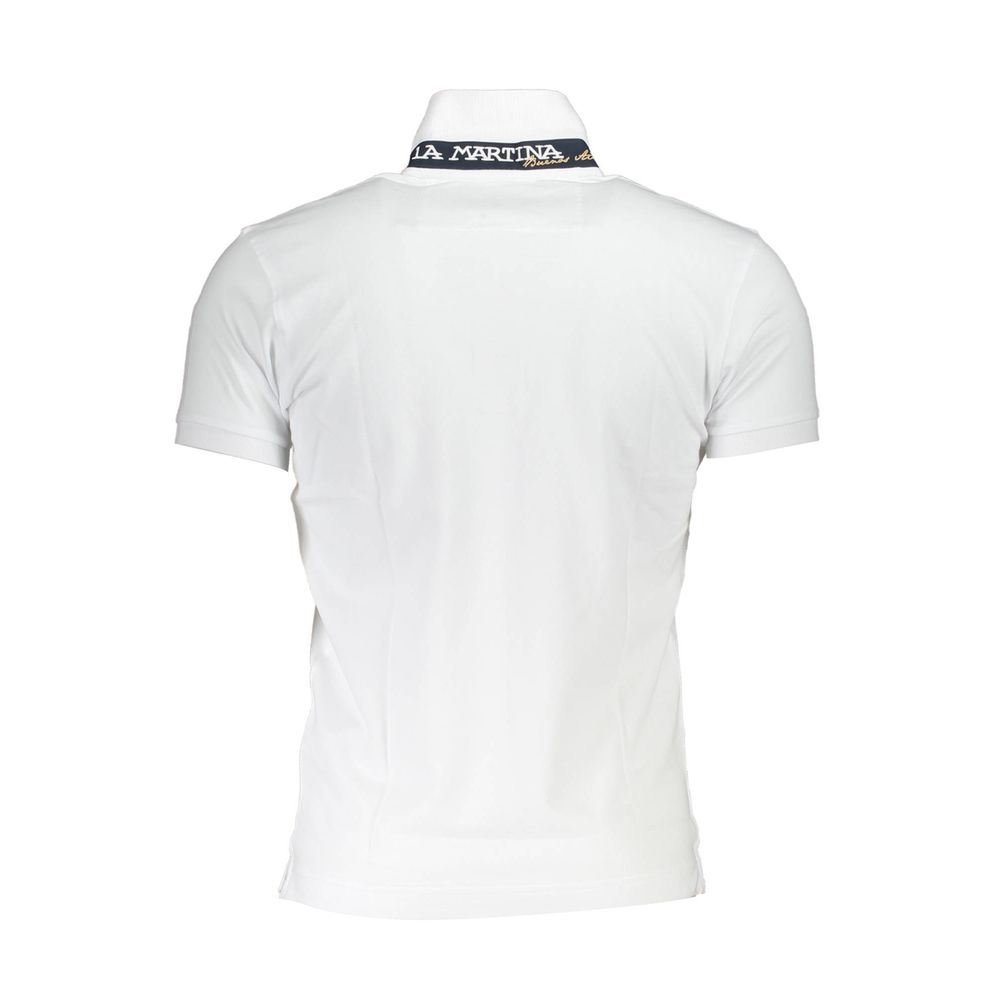 La Martina White Sophisticated Slim Fit Polo with Contrast Details