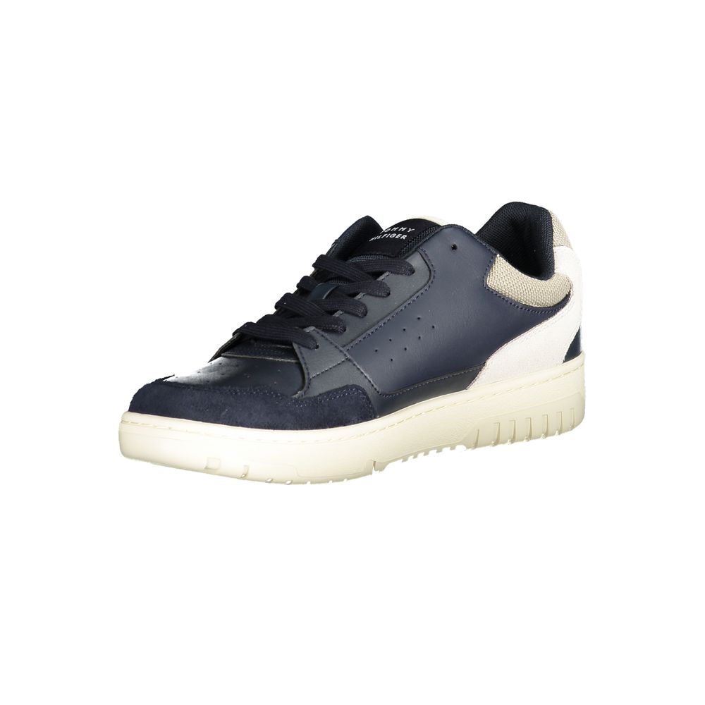 Athletic Sneakers by Tommy Hilfiger for men in polyester polyethylene leather blue showcases a architectural silhouette, artfully capturing the essence of the Play Men's Athletic Polyester Polyethylene Leather Sneakers with its signature architectural athletic style construction.