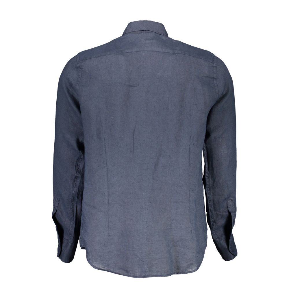 Shirt by La Martina for men in linen blue, featuring a nuanced and nuanced for a sophisticated finish.