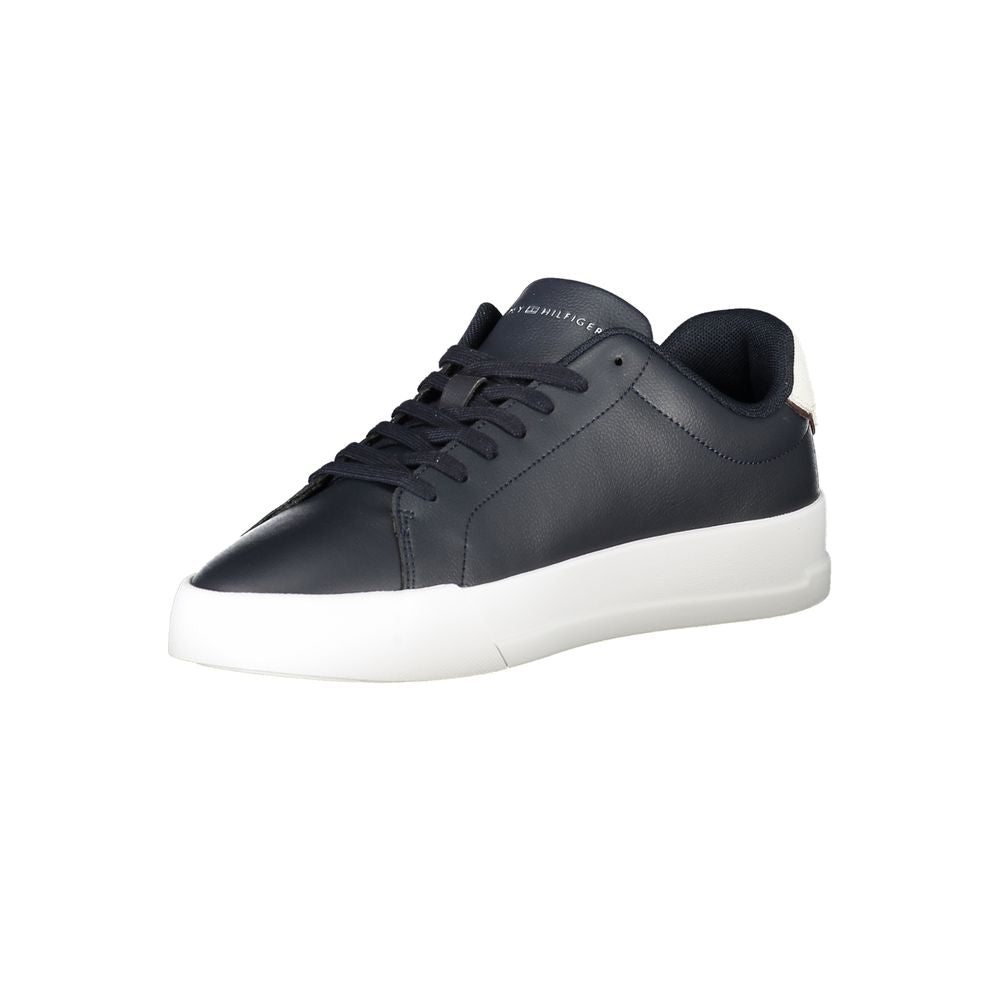 Tommy Hilfiger Men's Athletic Polyester Polyethylene Leather Sneakers - Blue White