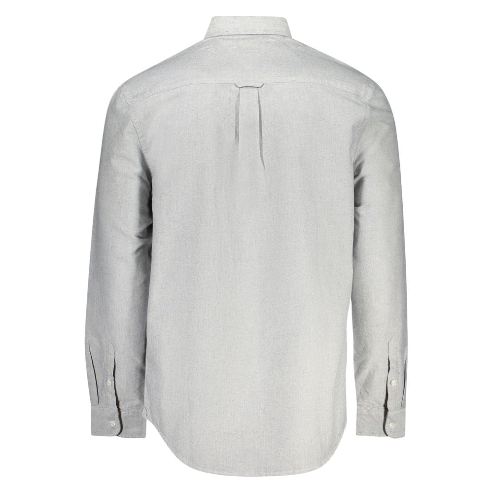 Shirt by Tommy Hilfiger for men in cotton canvas gray showcases a sleek silhouette, elegantly detailed with a sleek and for a sleek finish.