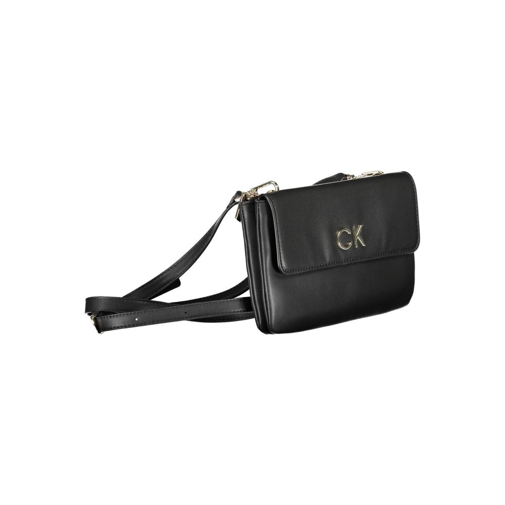 Calvin Klein Black Polyester Leather Effect Shoulder Handbag