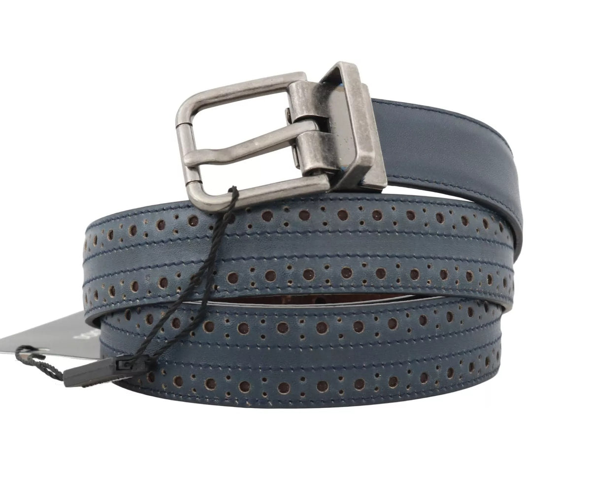 Dolce & Gabbana Leather & Metal Belt - Blue Gray