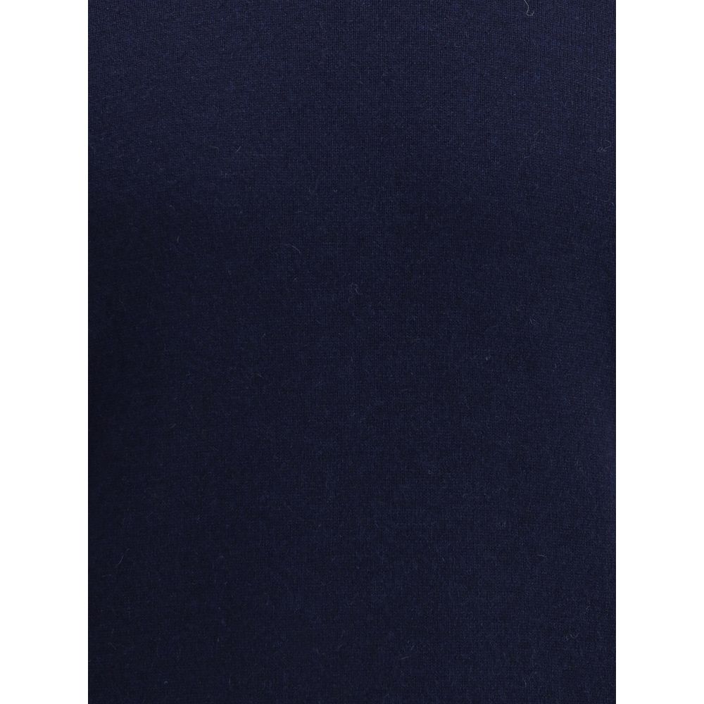 Brunello Cucinelli Men's Crew Neck Cashmere Sweater - Blue Patterned