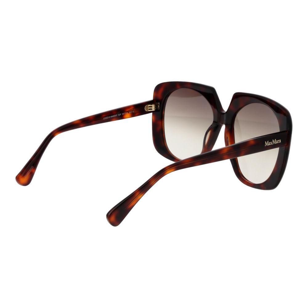 Sunglasses by Max Mara for women in acetate brown showcases a ethereal silhouette, featuring brown coloured frame full-rim round frame design with gradient category-2-medium-tint lens for a ethereal finish.