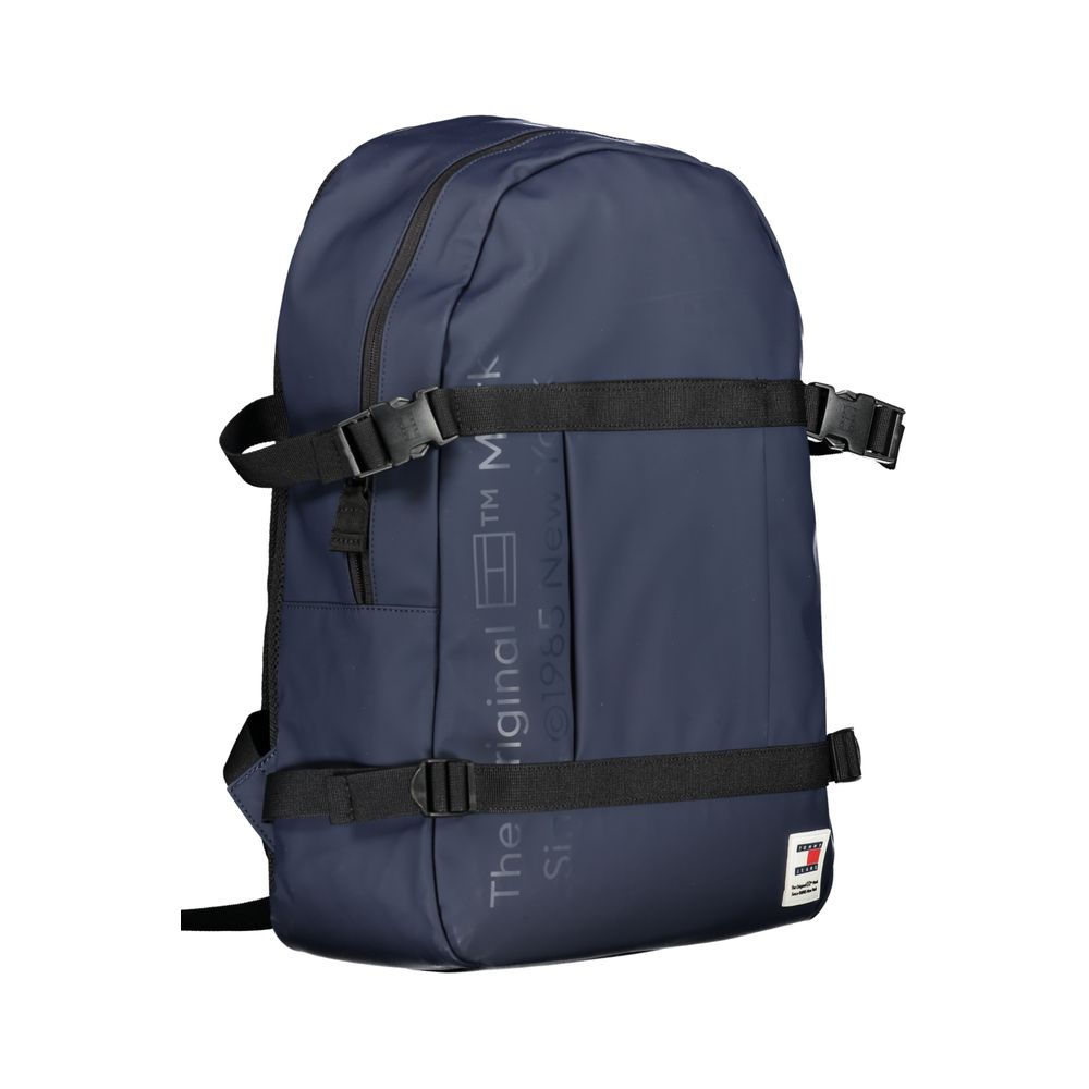 Backpack by Tommy Hilfiger for men in polyethylene blue features an stately silhouette from the Polyethylene Backpack range, with a secure zipper, ample external-pockets, and versatile backpack-strap, adjustable-strap & handle.