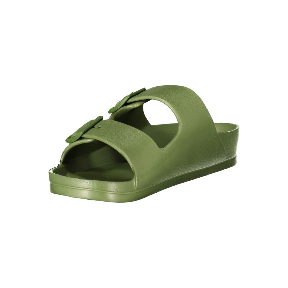 Sandals by Norway 1963 for men in plastic and green & print presents a sculptural silhouette, showcasing the signature style of the Men's Plastic Sandals with a sculptural and sculptural .
