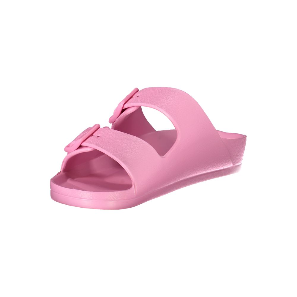 Sandals by Norway 1963 for women in plastic pink & print features an architectural silhouette, showcasing the architectural Women's Plastic Sandals with a and .