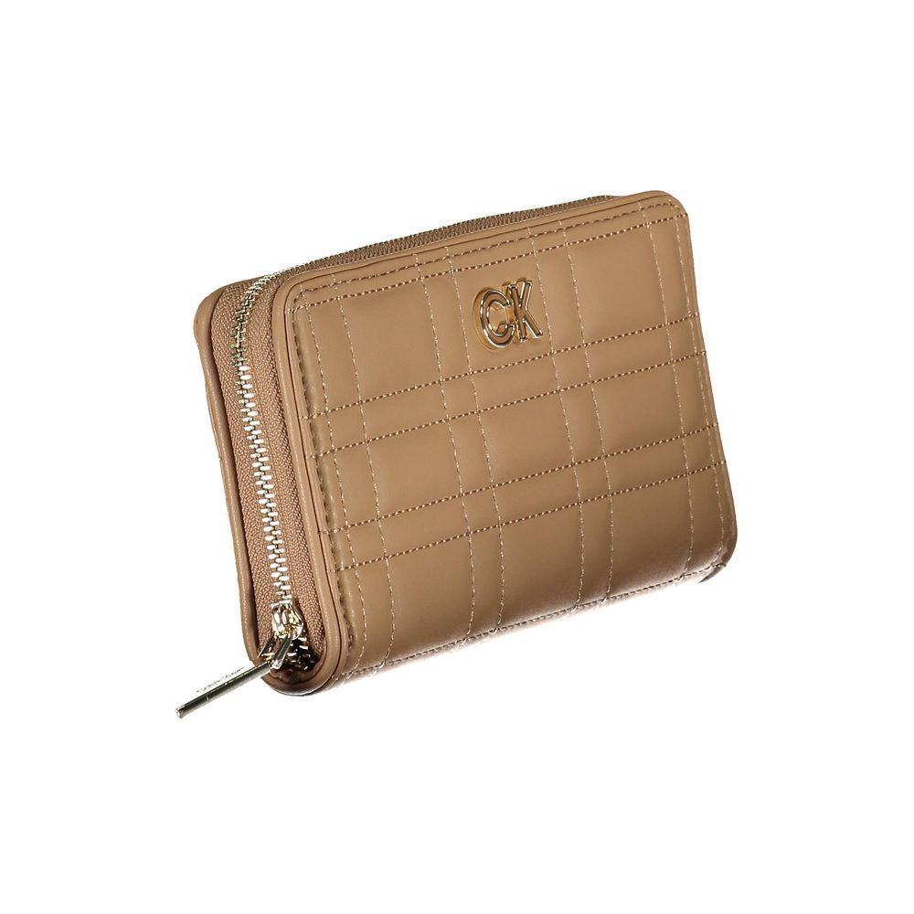 Calvin Klein Polyester Faux Leather Cardholder Wallet - Beige