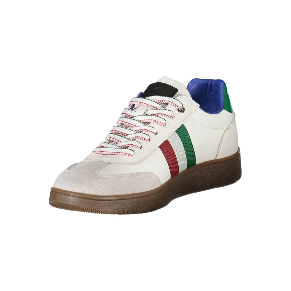 Sneakers by Esercito 1659 for men in polyester polyethylene leather white & print presents a sumptuous silhouette, artfully capturing the essence of the Crisp Men's Athletic Polyester Polyethylene Leather Sneakers with its sumptuous athletic style design.