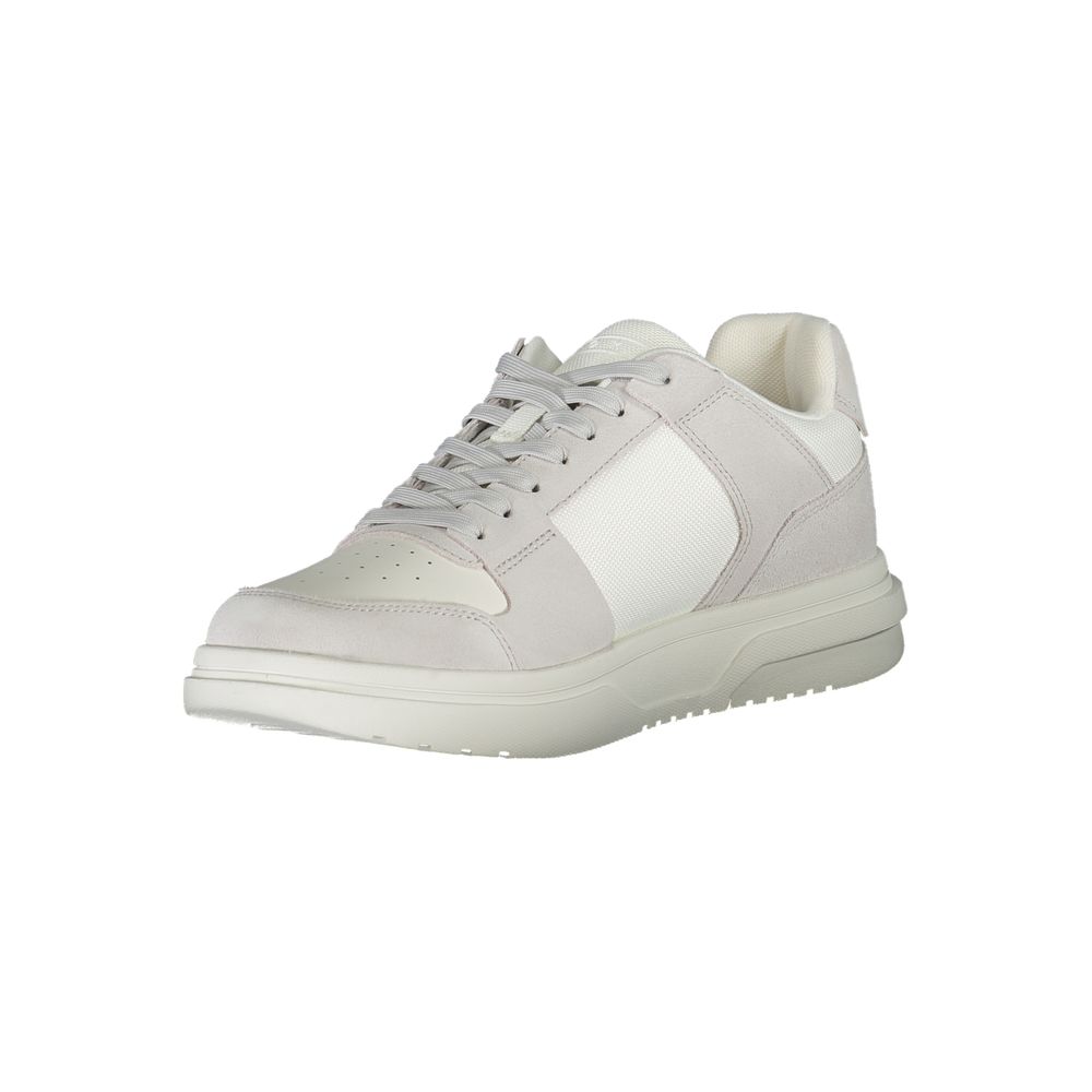 Sneakers by Tommy Hilfiger for men in polyester white features an opulent silhouette from the Men's Fashion Polyester Sneakers collection, showcasing a signature fashion style with an opulent finish.