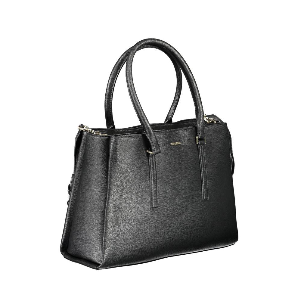 Calvin Klein Black Polyester Grained Leather Effect Handbag
