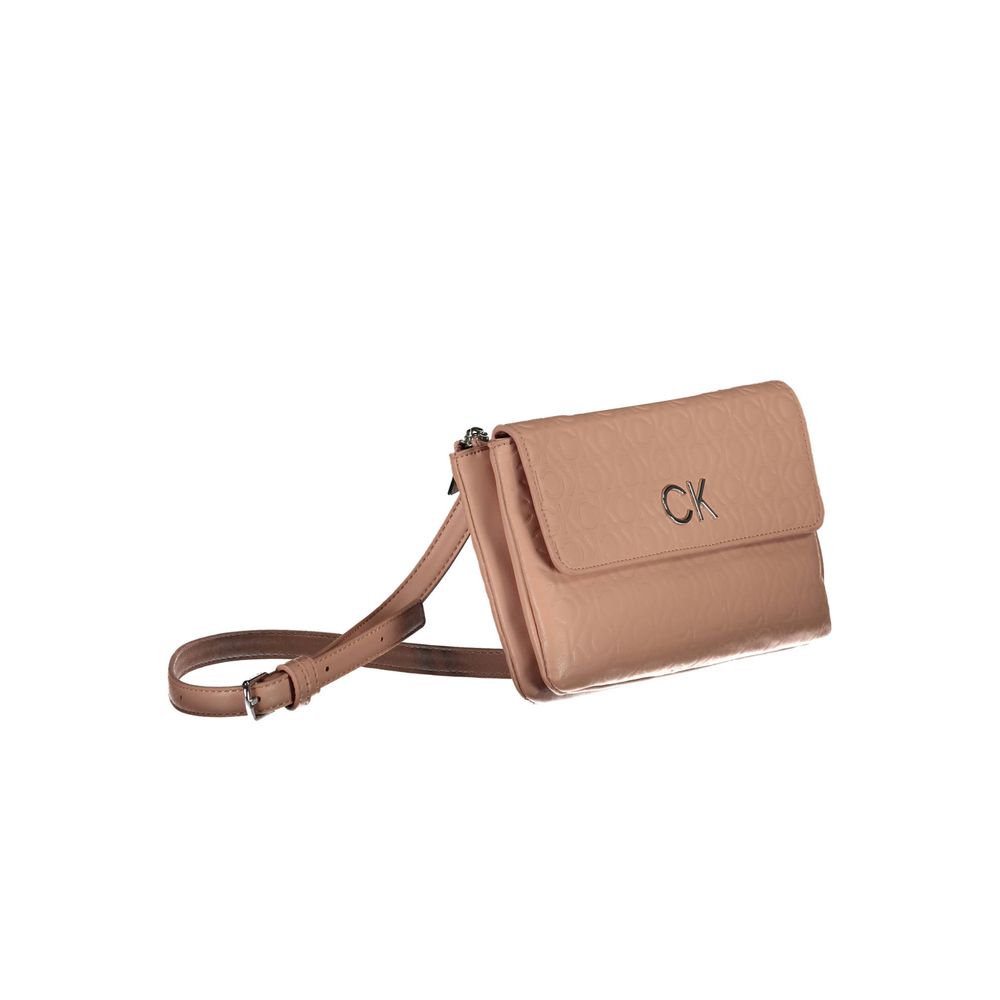 Calvin Klein Pink Signature Logo Embossed Faux Leather Crossbody Bag