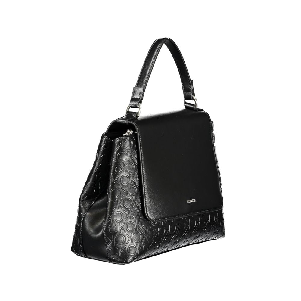 Shopper Handbag by Calvin Klein for women in polyester embossed faux leather black features a refined silhouette, showcasing a secure zipper, organized internal-pockets, and versatile shoulder-strap, adjustable-strap & handle for a refined finish.