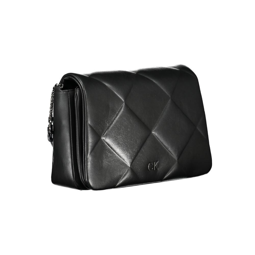 Calvin Klein Black Diamond Quilted Faux Leather Handbag