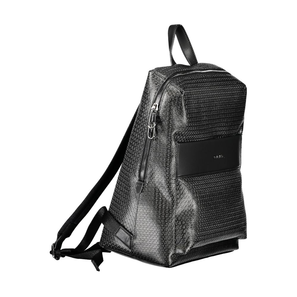 Backpack by Calvin Klein for men in polyester black features a architectural Polyester Backpack design with a secure snap & zipper, ample external-pockets, internal-pockets & laptop-compartment, and versatile backpack-strap, adjustable-strap & handle for a architectural finish.