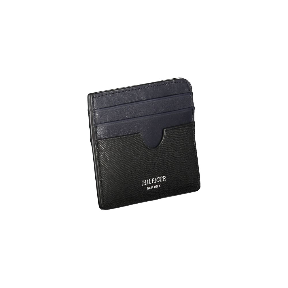 Cardholder Wallet by Tommy Hilfiger for men in leather black presents a refined silhouette, artfully capturing the essence of the Leather Cardholder Wallet design with sophisticated card-organization for a refined look.