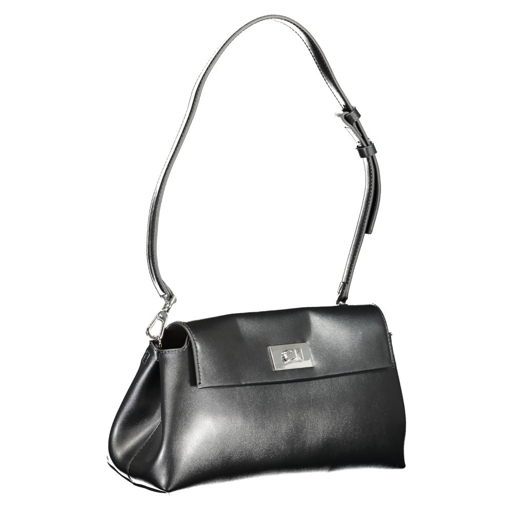 Calvin Klein Black Smooth Leather Effect Shoulder Handbag