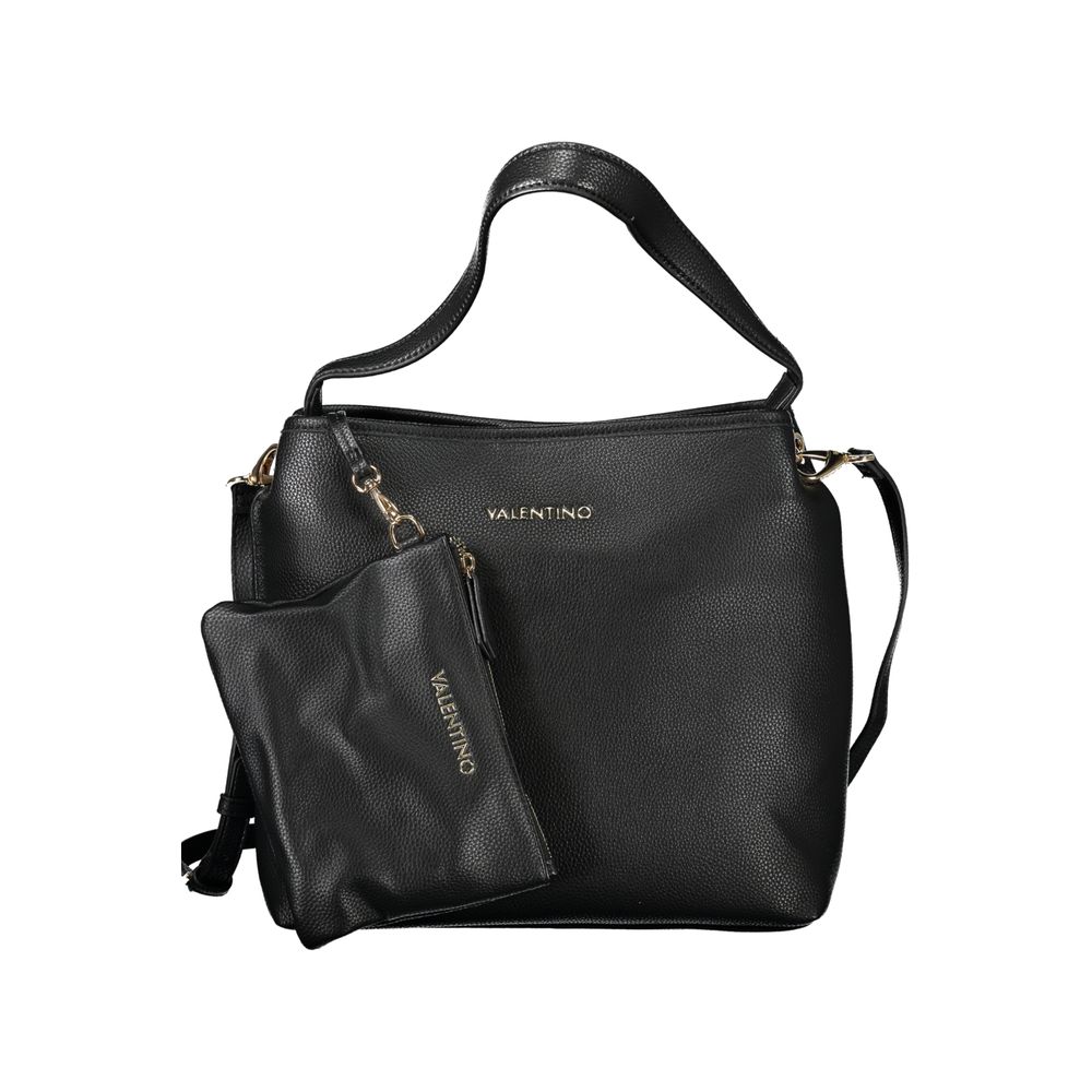 Pouch Handbag by Mario Valentino for women in polyethylene black features a signature silhouette, showcasing a secure and signature internal-pockets with versatile shoulder-strap, adjustable-strap & handle for a sophisticated look.