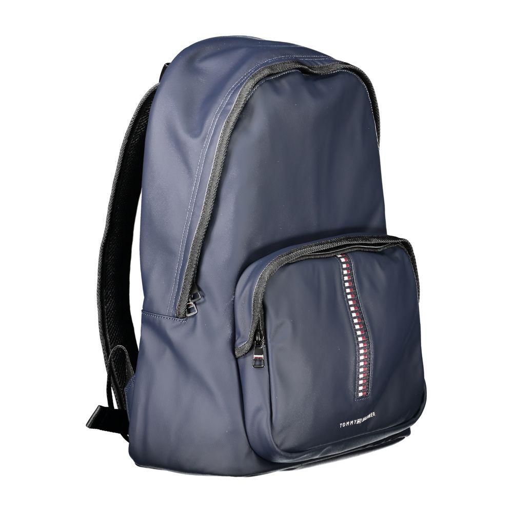 Backpack by Tommy Hilfiger for men in polyethylene blue showcases a stately Polyethylene Backpack design, featuring a secure zipper with stately external-pockets, internal-pockets & laptop-compartment and versatile handle, backpack-strap & adjustable-strap.