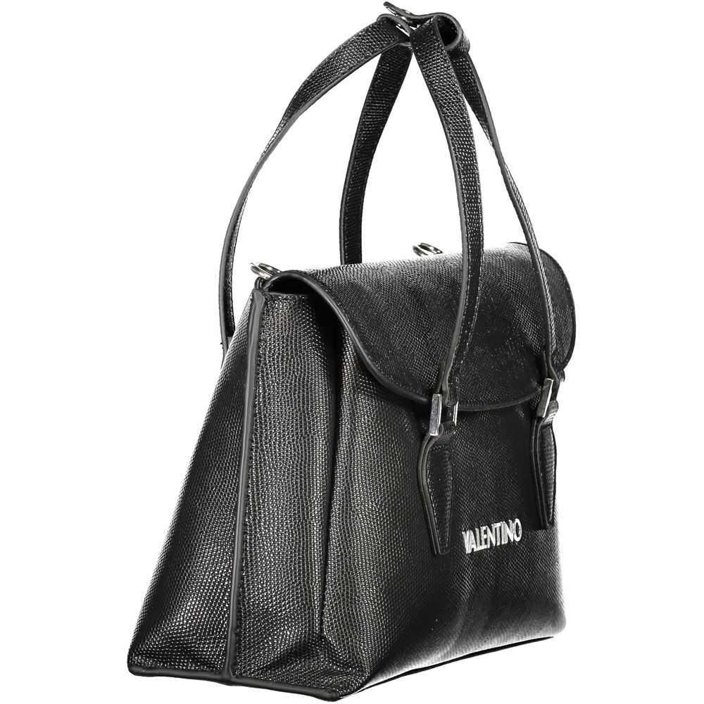 Phone Holder Handbag by Mario Valentino for women in polyethylene black & signature features a ornamental silhouette, showcasing a secure snap, ample document-holder, external-pockets & internal-pockets, and ornamental shoulder-strap, handle & adjustable-strap for a sophisticated look.