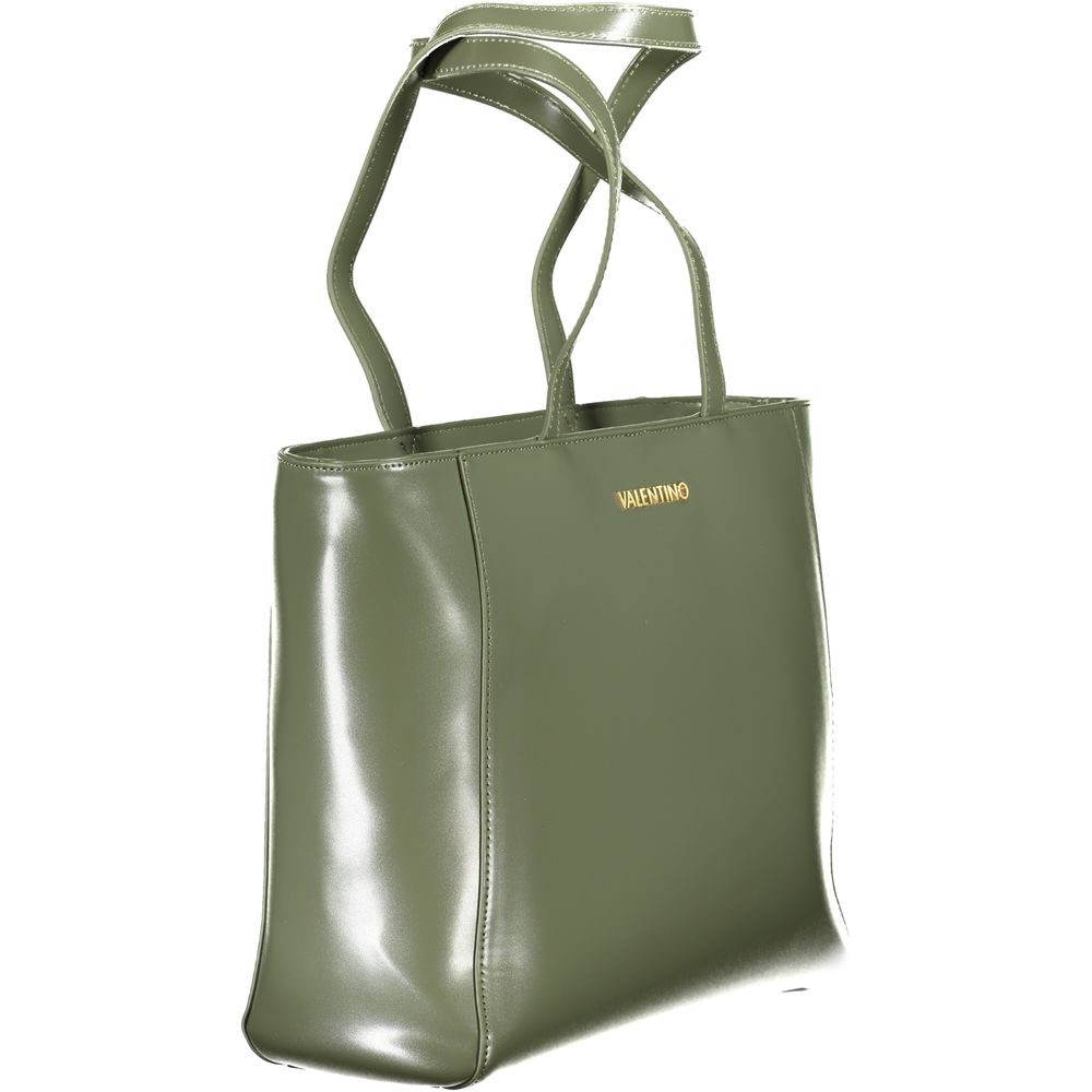 This Shoulder Handbag by Mario Valentino for women in polyethylene and green & signature presents a sculptural silhouette featuring a secure zipper, ample internal-pockets, and versatile shoulder-strap & handle for a sculptural finish.