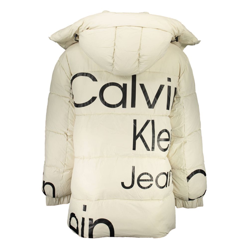 Calvin Klein Men's Polyester Hooded Jacket - Beige