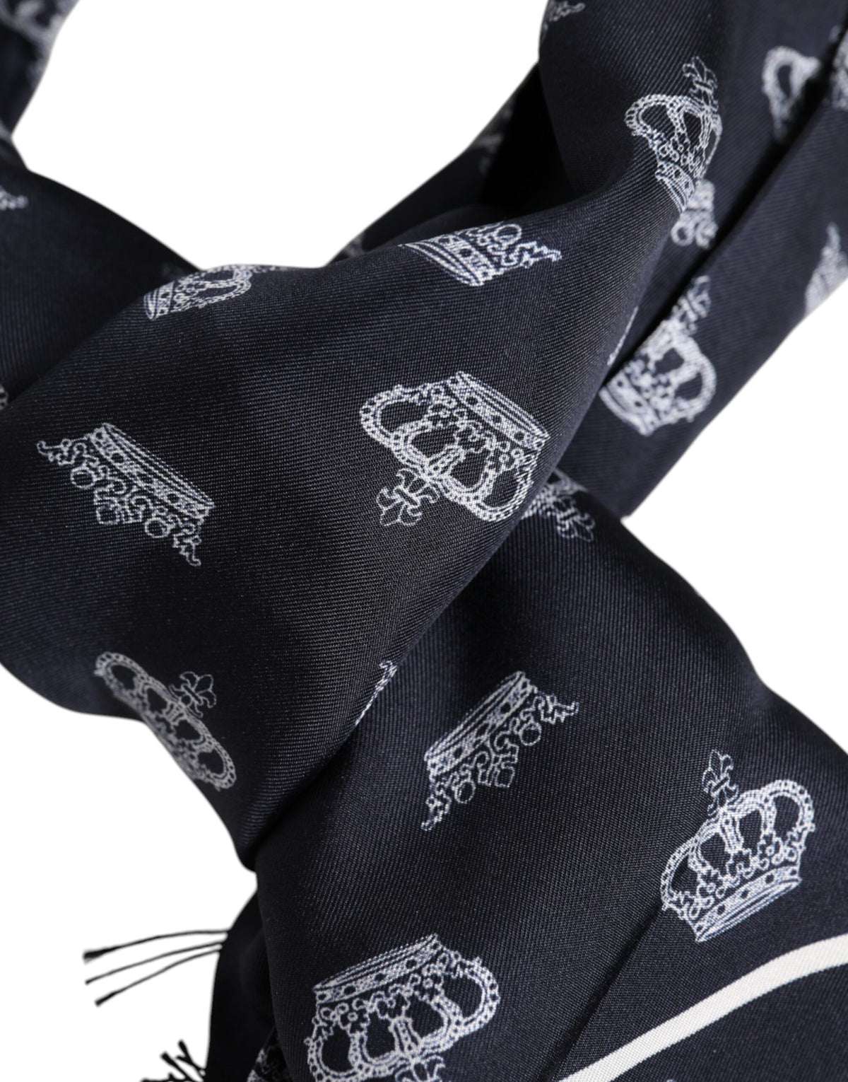 Dolce & Gabbana Silk Foulard Fringes Scarf - Black