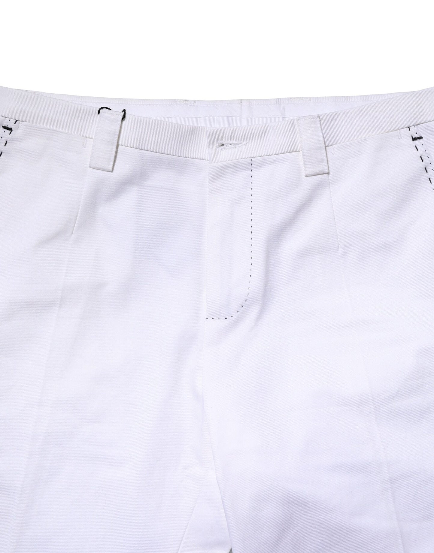 Dolce & Gabbana White Cotton Straight Logo Men Pants