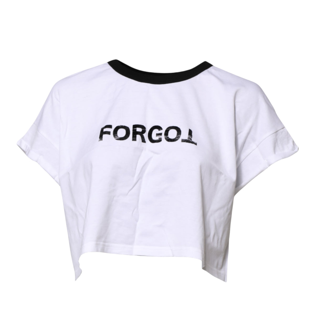 Dolce & Gabbana Women's Crop Top Cropped Short-Sleeve Crew Neck Cotton T-Shirt - White Print