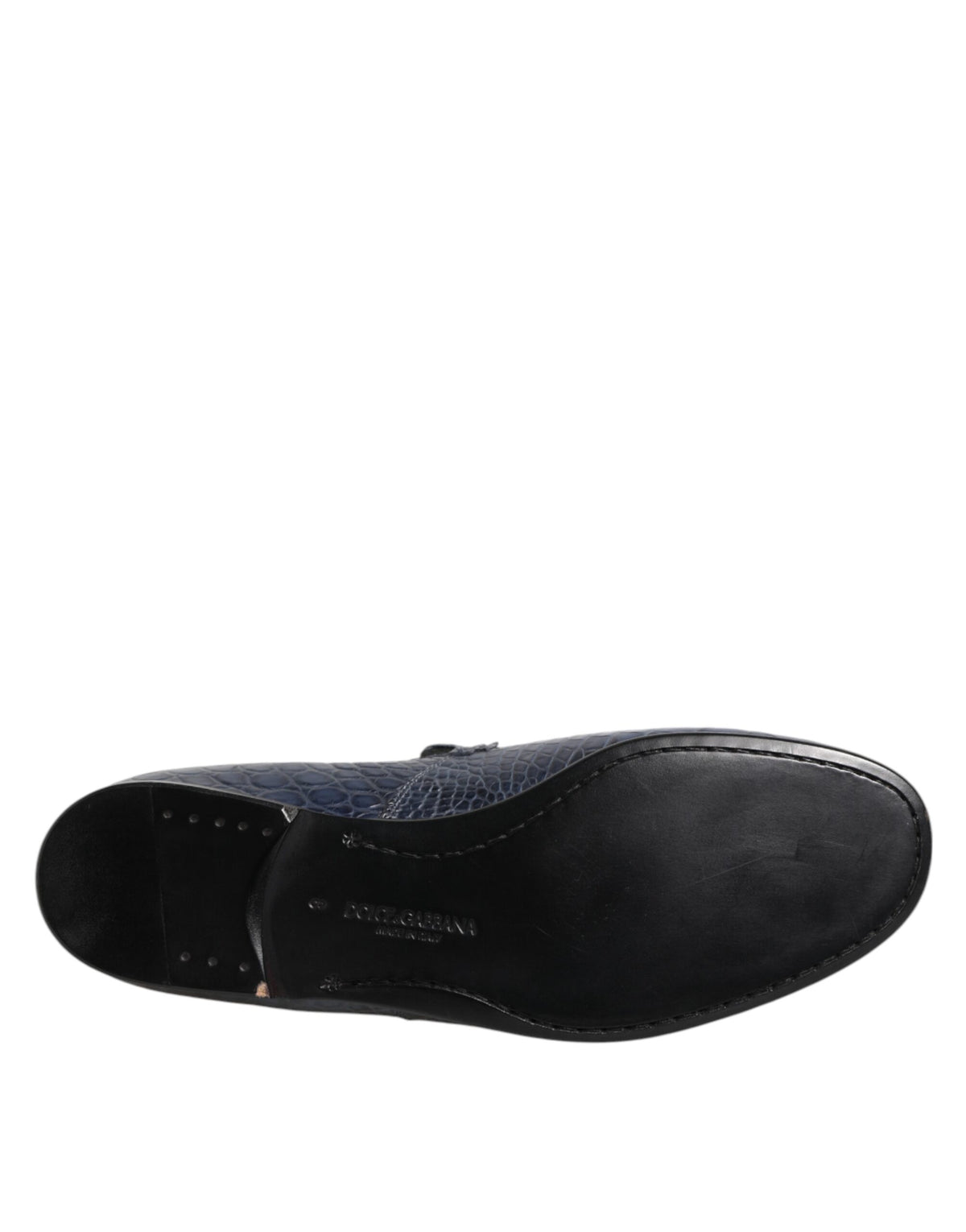 Dolce & Gabbana Men's Crocodile Skin Leather Loafer Slip-On Shoes - Blue