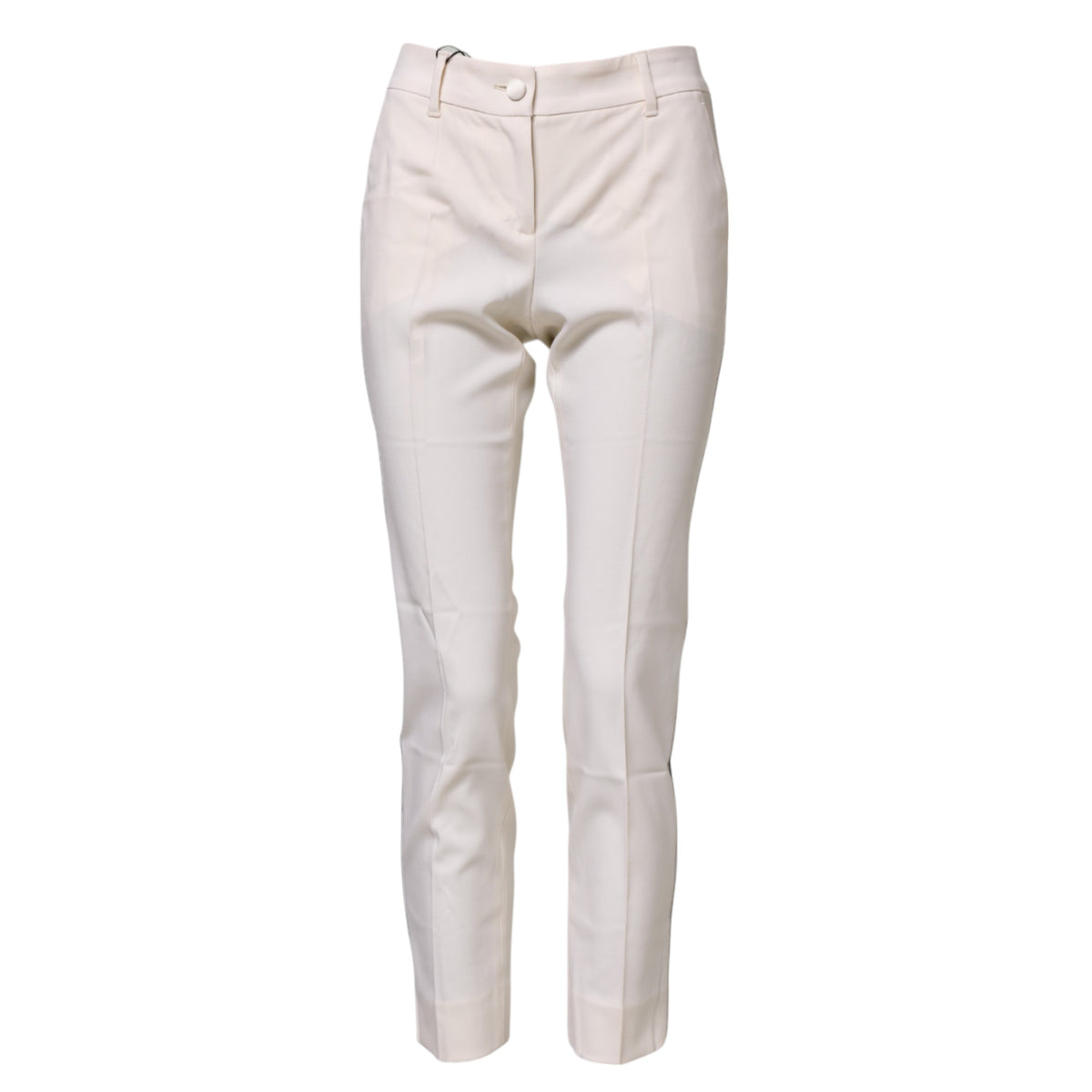 Dolce & Gabbana 9 To 5 Women's Tapered Leg High Rise Virgin Wool Jeans - White