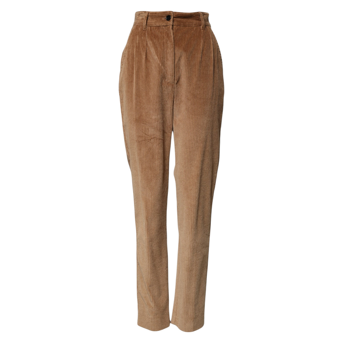 Dolce & Gabbana Women's Tapered Leg High Rise Stretch Cotton Corduroy Jeans - Brown