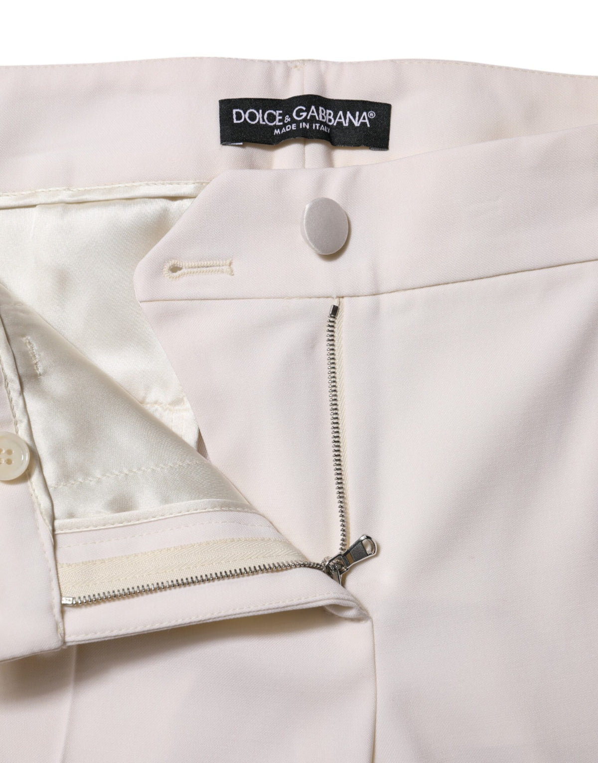 Dolce & Gabbana 9 To 5 Women's Tapered Leg Mid Rise Virgin Wool Jeans - White