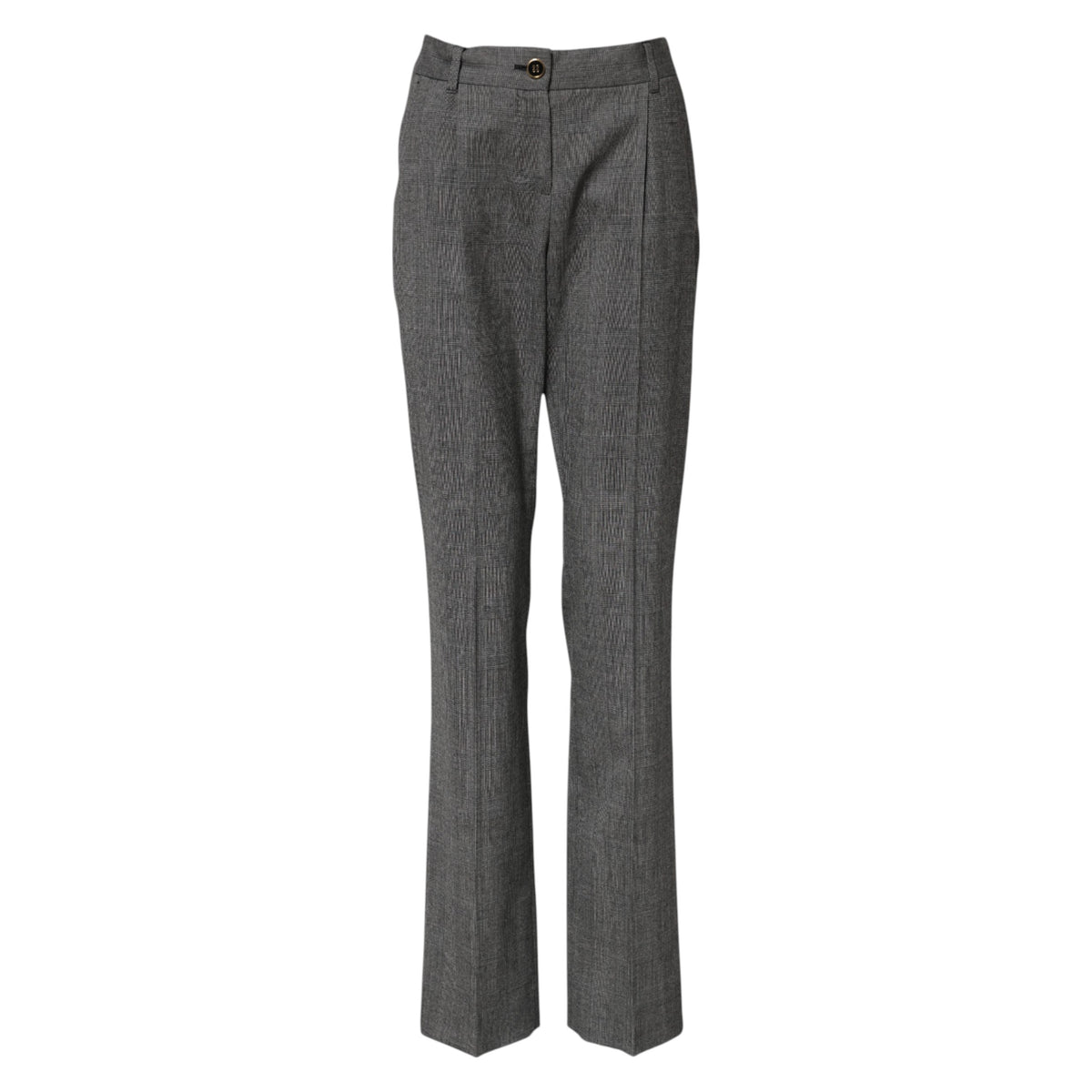 Dolce & Gabbana Women's Flared High Rise Virgin Wool Jeans - Gray Checkered