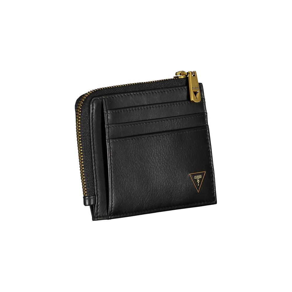Cardholder Wallet by Guess Jeans for men in leather black showcases a refined silhouette, artfully detailed with the signature style of the Leather Cardholder Wallet and functional card-organization compact-design rfid-protection.