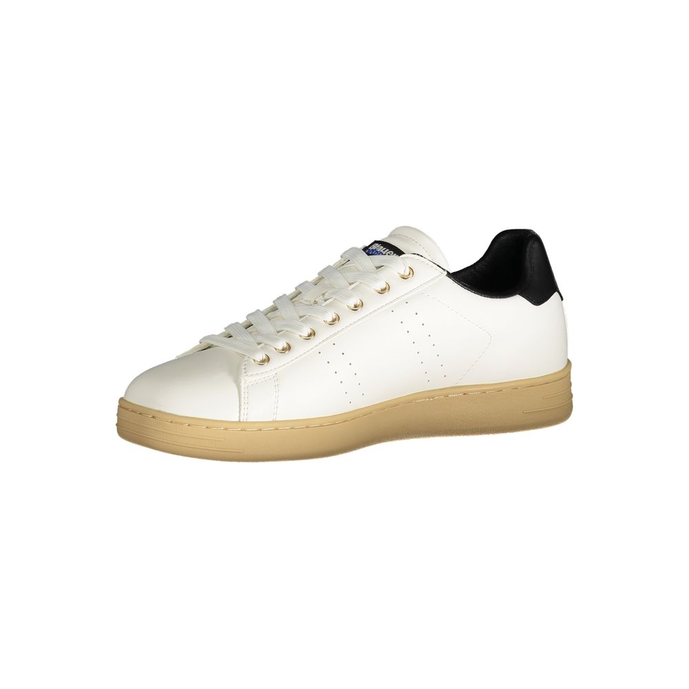 Sneakers by Blauer for men in polyester white & print presents a sumptuous silhouette, artfully capturing the essence of the Men's Fashion Polyester Sneakers with its sumptuous fashion style design.
