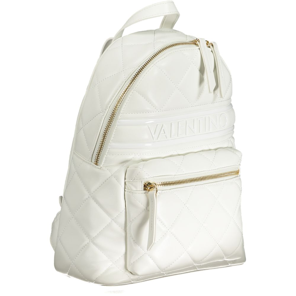 Mario Valentino White Quilted Faux Leather Backpack