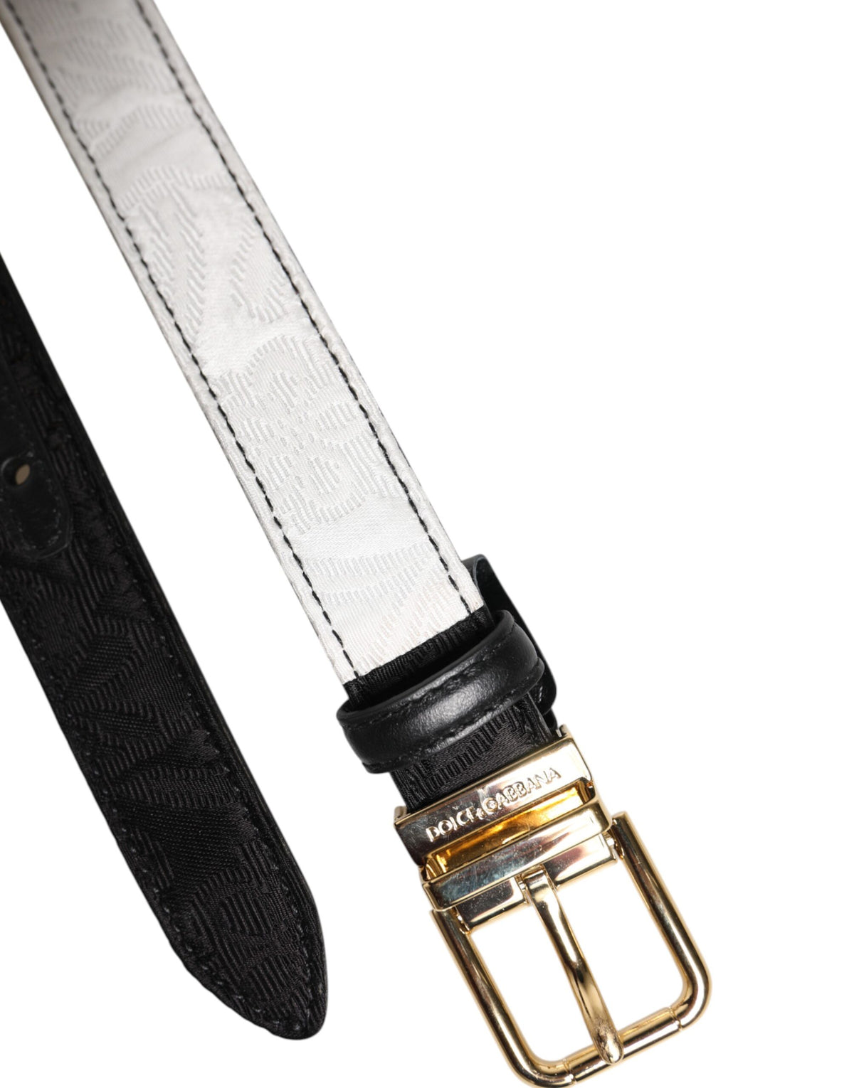 Dolce & Gabbana Leather & Metal Belt - Black Gold White Patchwork