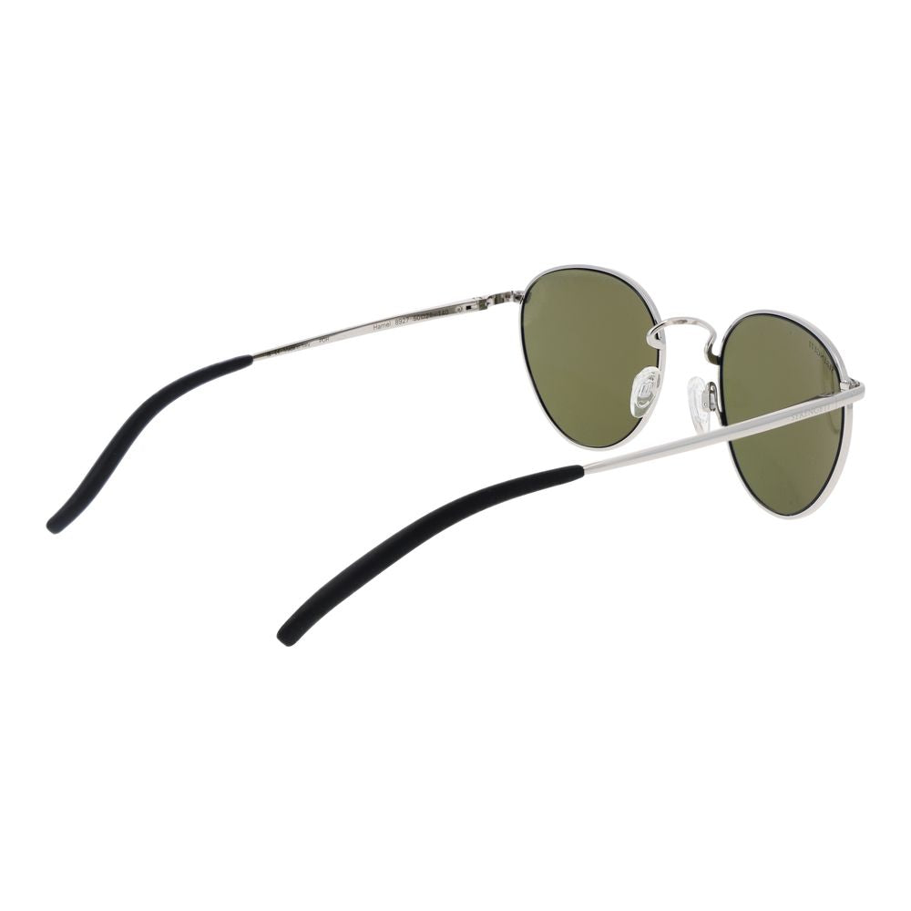 Serengeti Round Photochromatic Polarized Dark-Tint Metal Sunglasses - Silver
